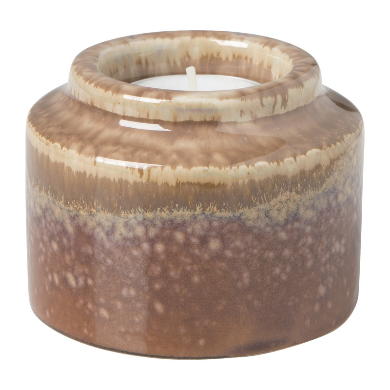 Dinerkaarshouder keramiek - bruin - ⌀8x6 cm 