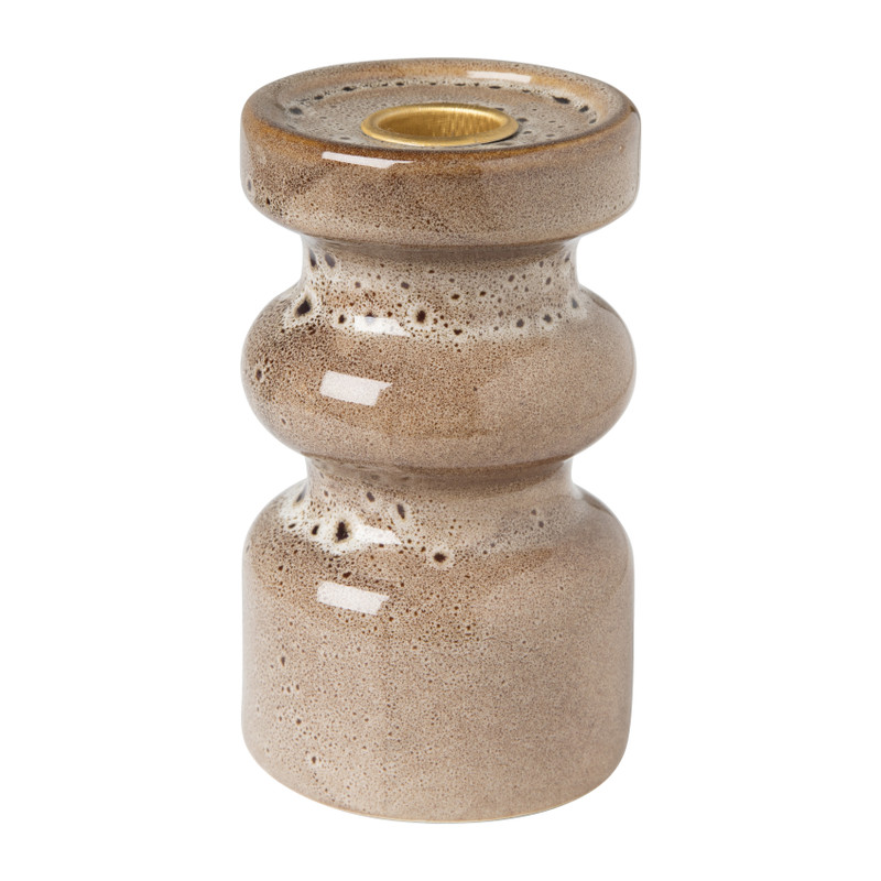 Kandelaar gevlekt bruin - ⌀8x13 cm 