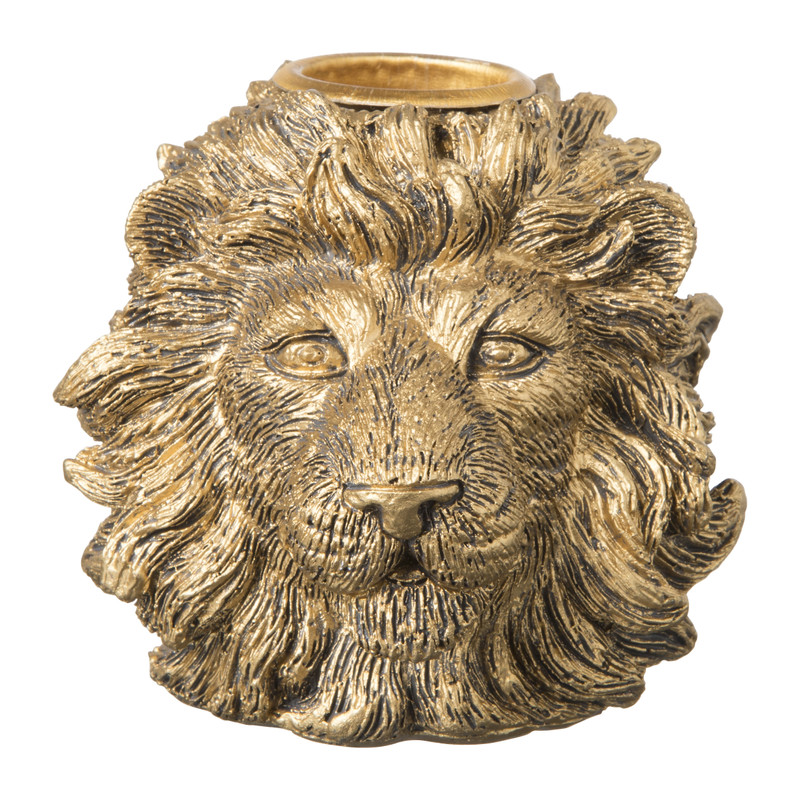 Dinerkaarshouder leeuw - goud - 6.5x7.5x7 cm