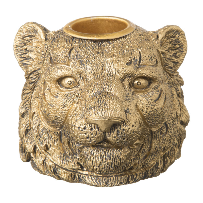 Dinerkaarshouder luipaard - goud - 7x7x6 cm