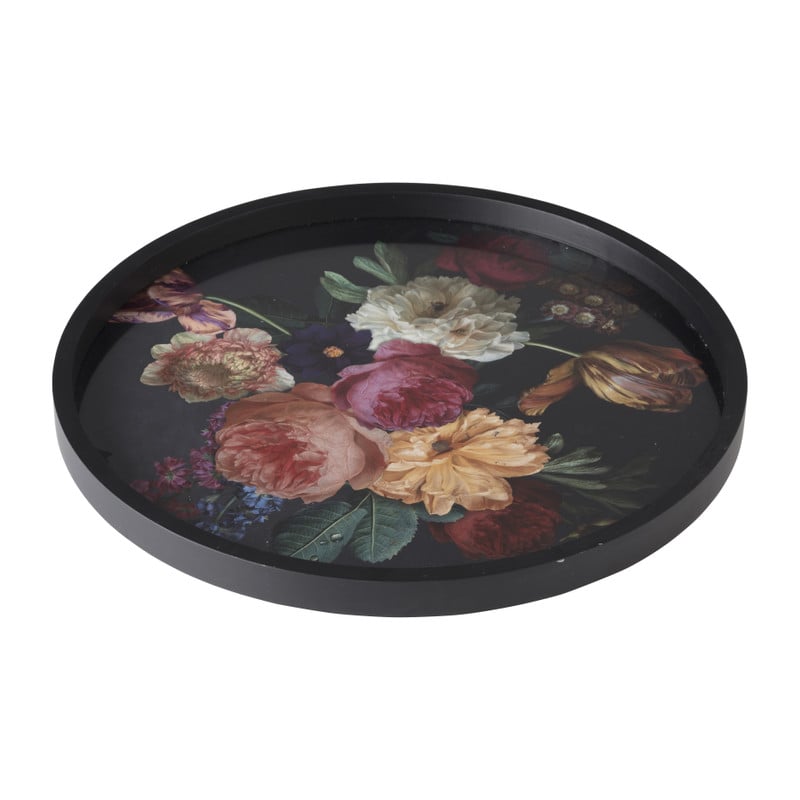 Bloemprint plateau - multikleur- 40x2.5 cm