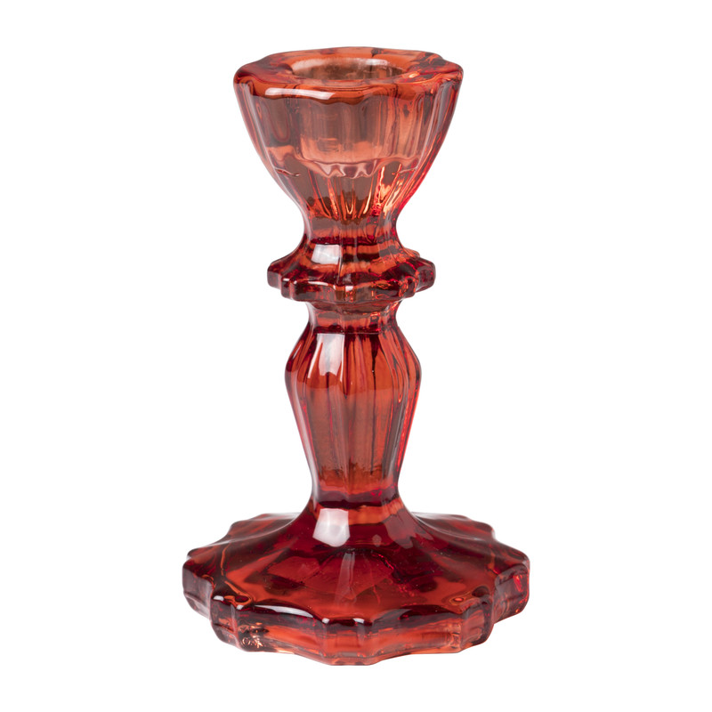 Kandelaar vintage glas - rood - ø7x10 cm