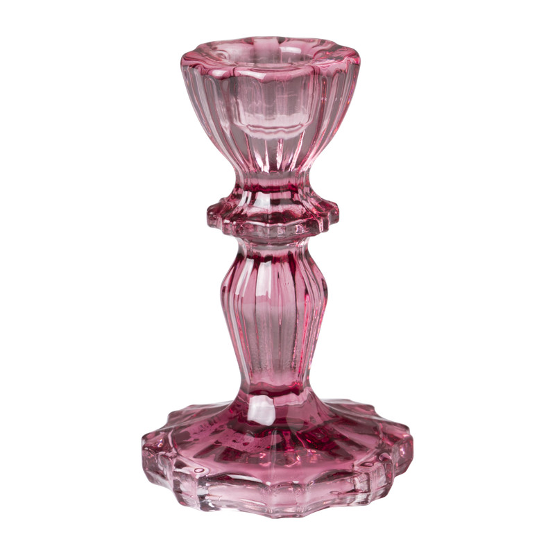 Vleien criticus Draaien Kandelaar vintage glas - roze - ø7x10 cm | Xenos