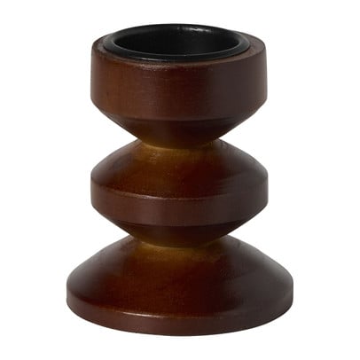 Kandelaar hout - bruin - ø8x13 cm