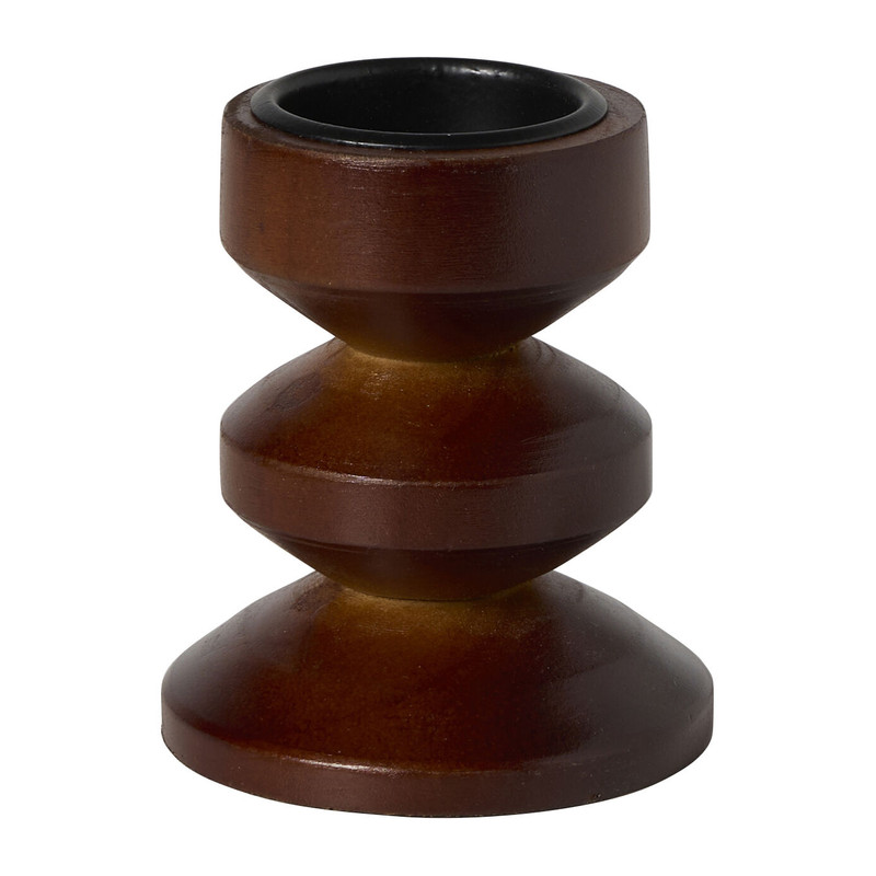 Kandelaar hout - bruin - ø8x13 cm