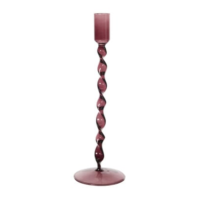 Kandelaar twist glas hoog - bordeaux rood - ø8x27 cm