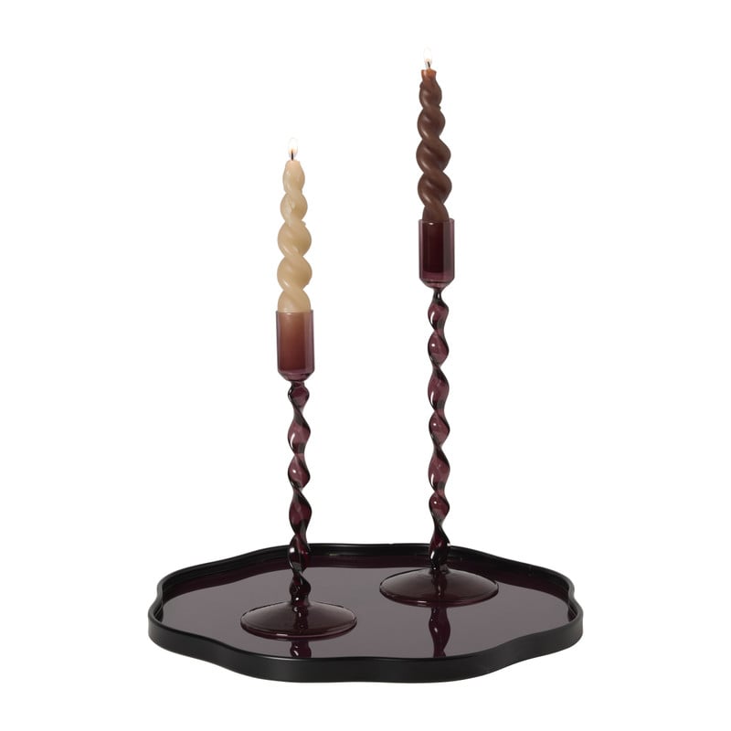 Kandelaar twist glas hoog - bordeaux rood - ø8x27 cm