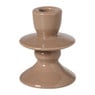 Kandelaar keramiek laag - beige/paars - ø8x10.5 cm
