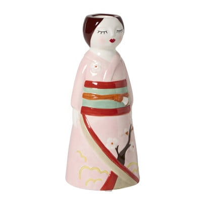 Kandelaar vrouw - rood - ø9x18.5 cm