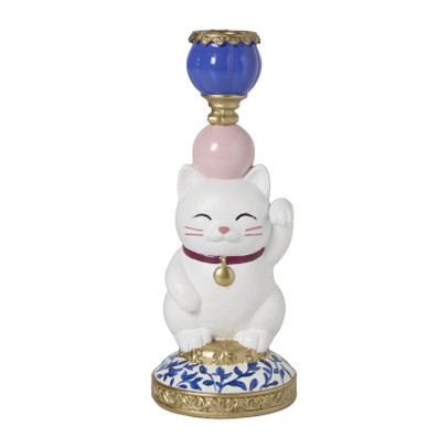 Kandelaar lucky cat - multikleur - 23x7x6 cm
