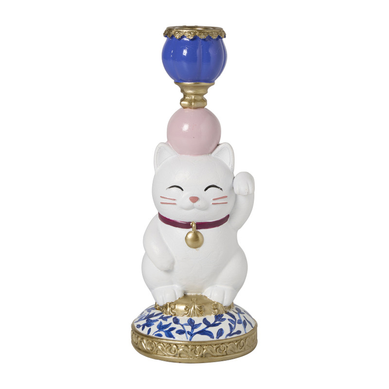 Kandelaar lucky cat - multikleur - 23x7x6 cm