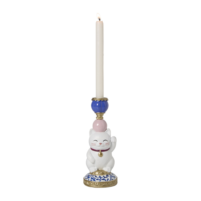 Kandelaar lucky cat - multikleur - 23x7x6 cm