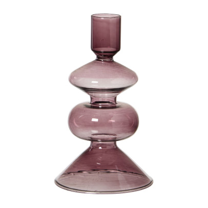 Kandelaar stapel klein glas - bordeaux rood - ø9x16 cm