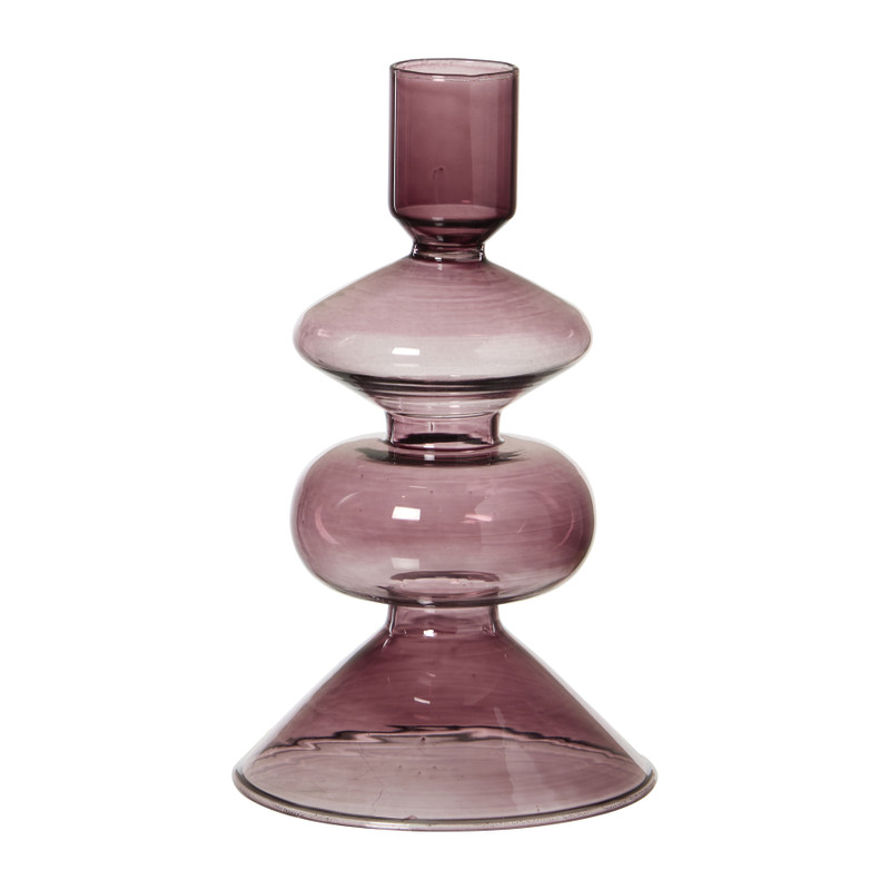 Kandelaar stapel klein glas - bordeaux rood - ø9x16 cm