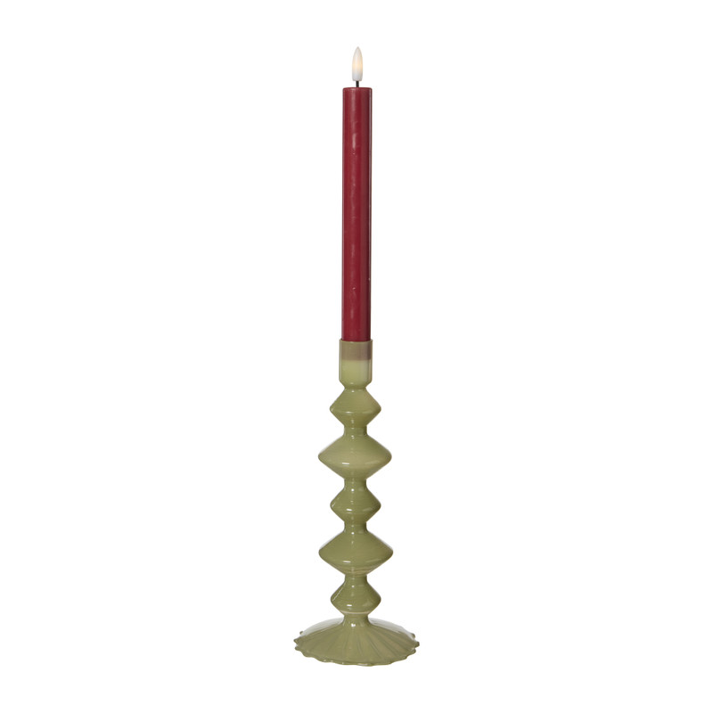 Kandelaar stapel groot glas - groen - ø9x23 cm