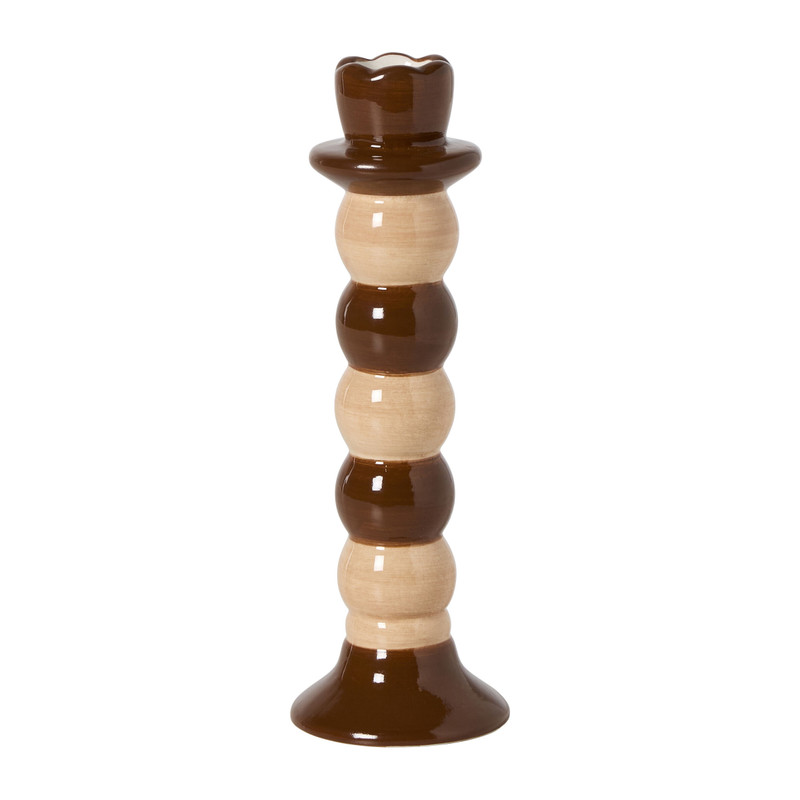 Kandelaar bollen groot - bruin - ø6x20 cm 