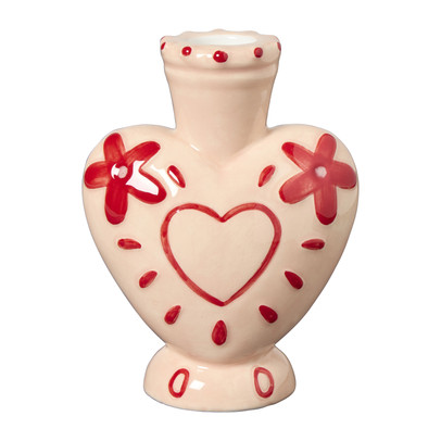 Kandelaar hartje - roze - 13x9.2x5.7 cm