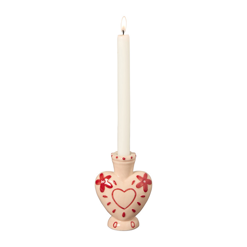 Kandelaar hartje - roze - 13x9.2x5.7 cm