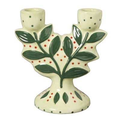 Kandelaar mistletoe - groen - 15.3x14.4x9 cm