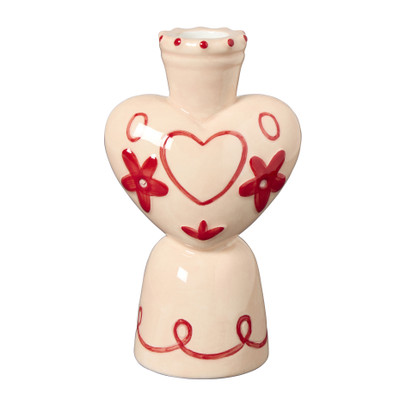 Kandelaar hartje hoog - roze - 15x8.9x6.3 cm