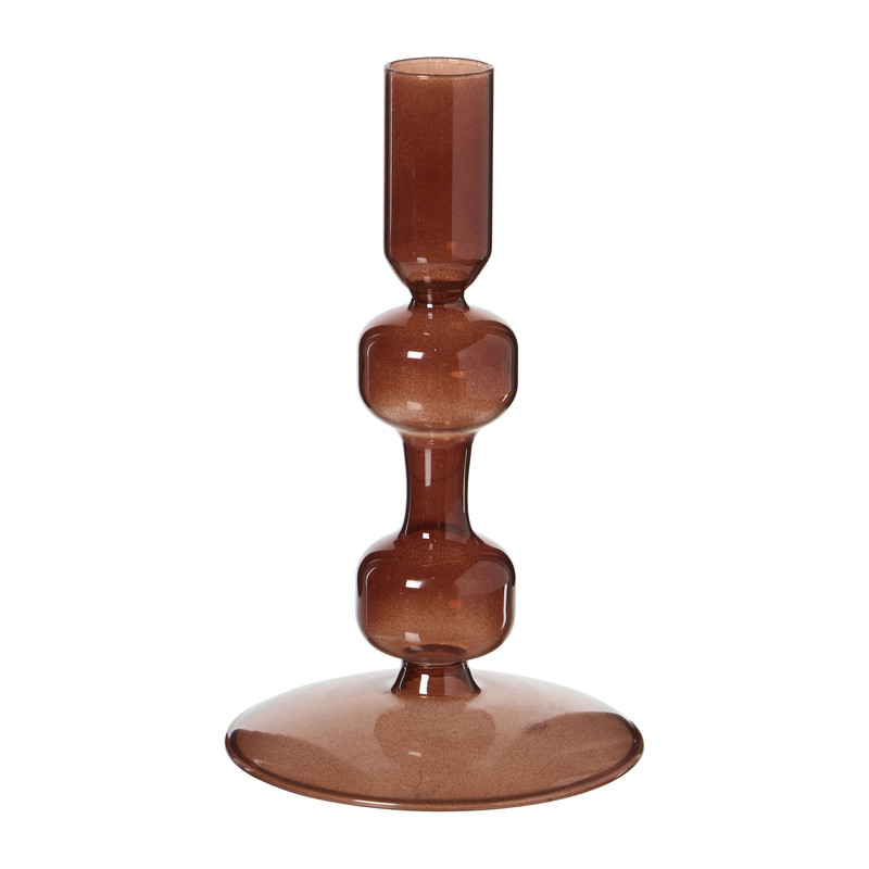 Kandelaar glas klein - bruin - ø9x16 cm