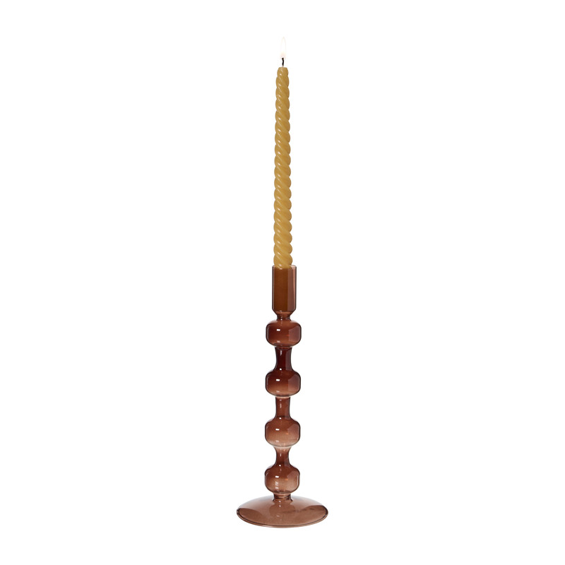 Kandelaar glas groot - bruin - ø9x25 cm