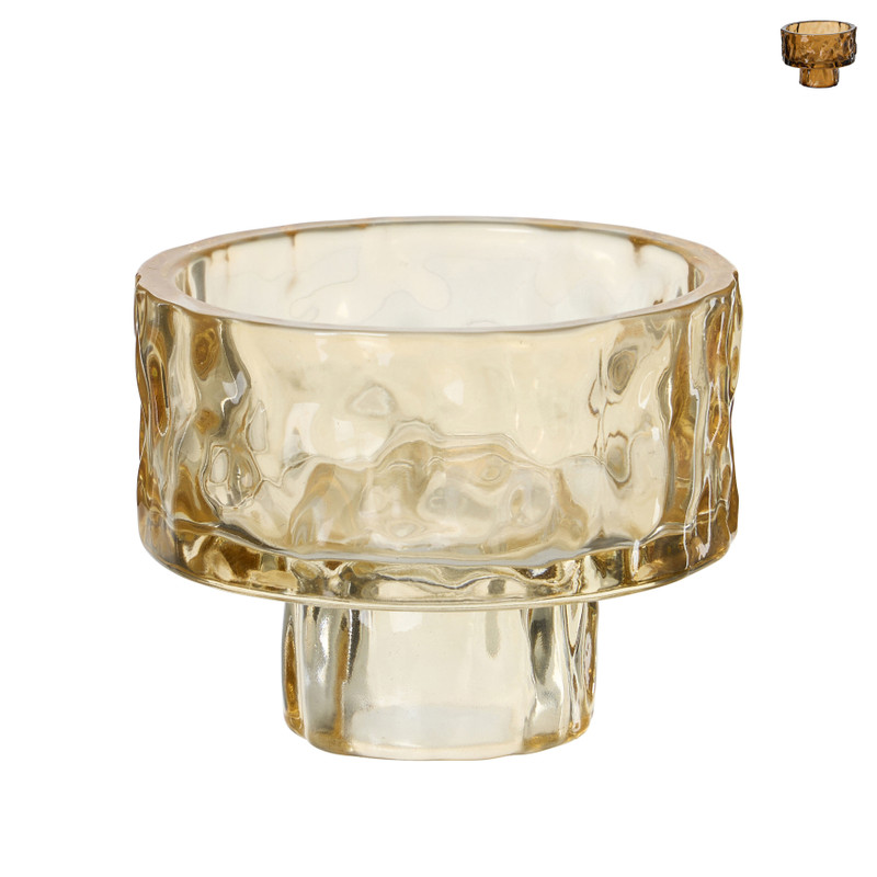 Kandelaar glas - ø7x5 cm - diverse varianten
