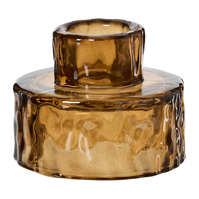 Kandelaar glas - ø7x5 cm - diverse varianten