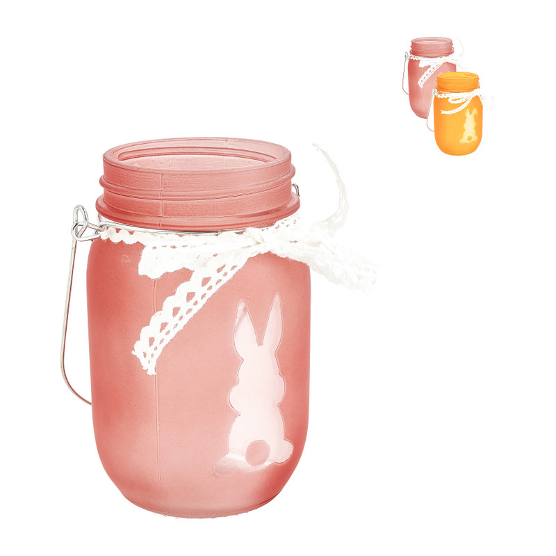 Theelichthouder konijn - diverse kleuren - 12,8x8x8 cm