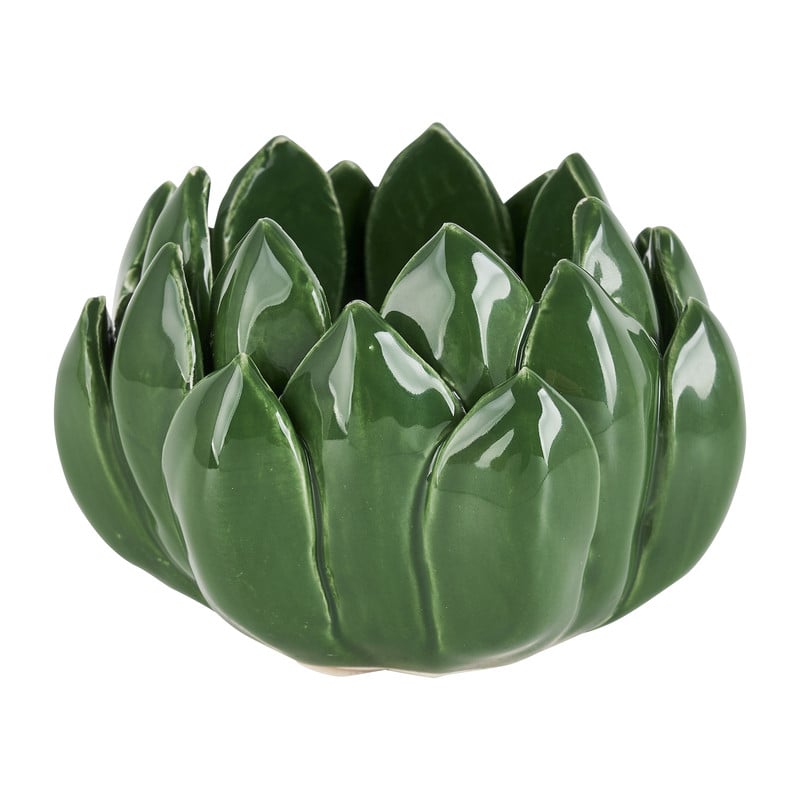 Lotus theelichthouder - groen - Ø8.2 cm