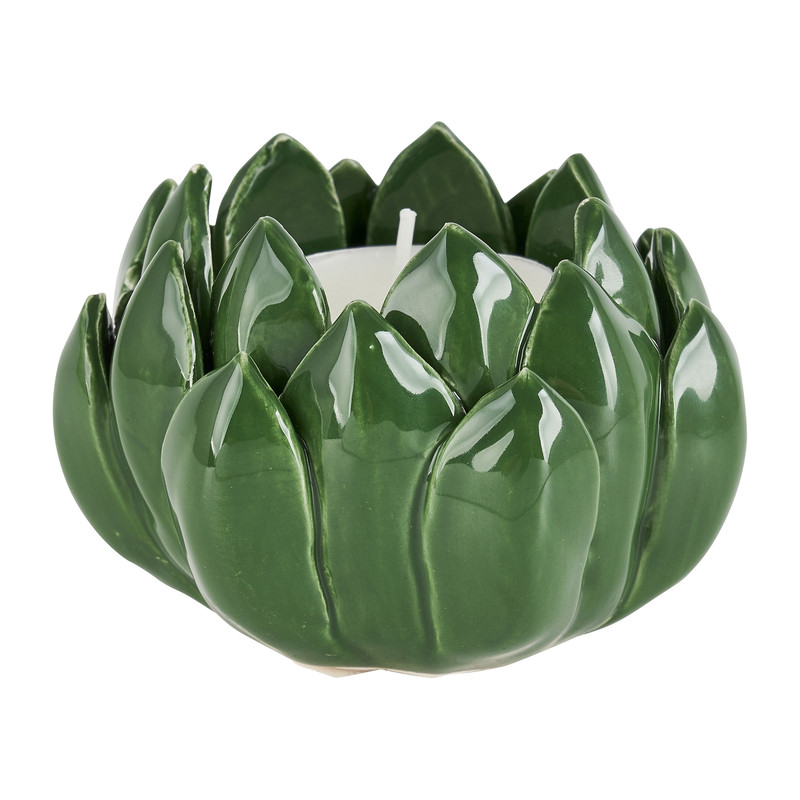 Lotus theelichthouder - groen - Ø8.2 cm