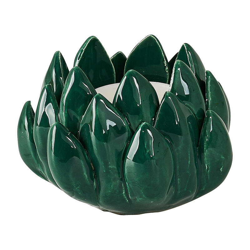 Lotus theelichthouder - blauw/groen - Ø8.2 cm