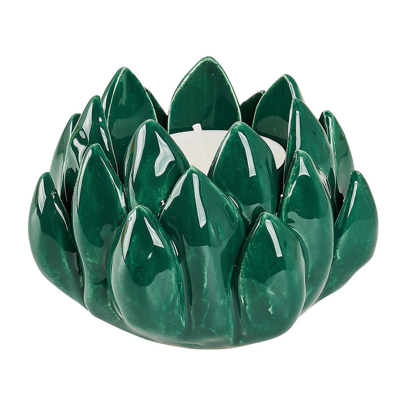 Lotus theelichthouder - blauw/groen - Ø8.2 cm