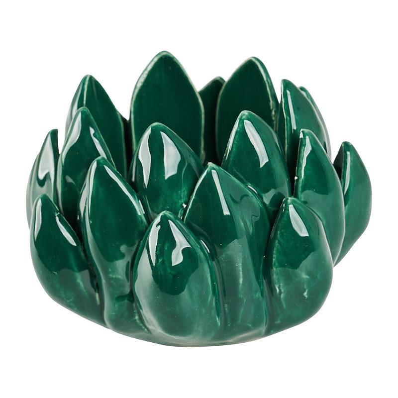 Lotus theelichthouder - blauw/groen - Ø8.2 cm