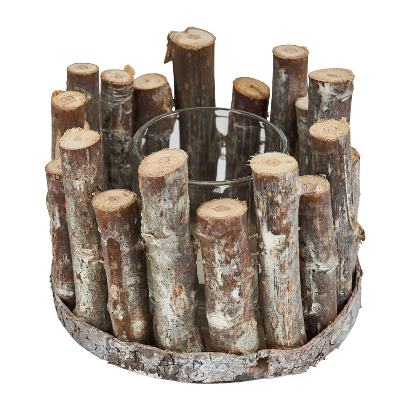 Theelichthouder met takjes - ⌀14x10 cm 