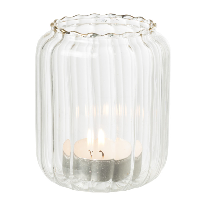 Theelichthouder met gouden rand - diverse varianten - ø6.5x8 cm