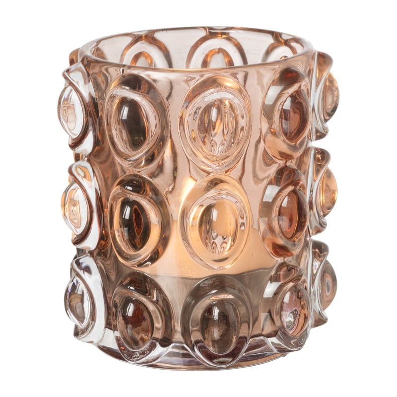 Theelichthouder bollen - roze - ø10x11 cm