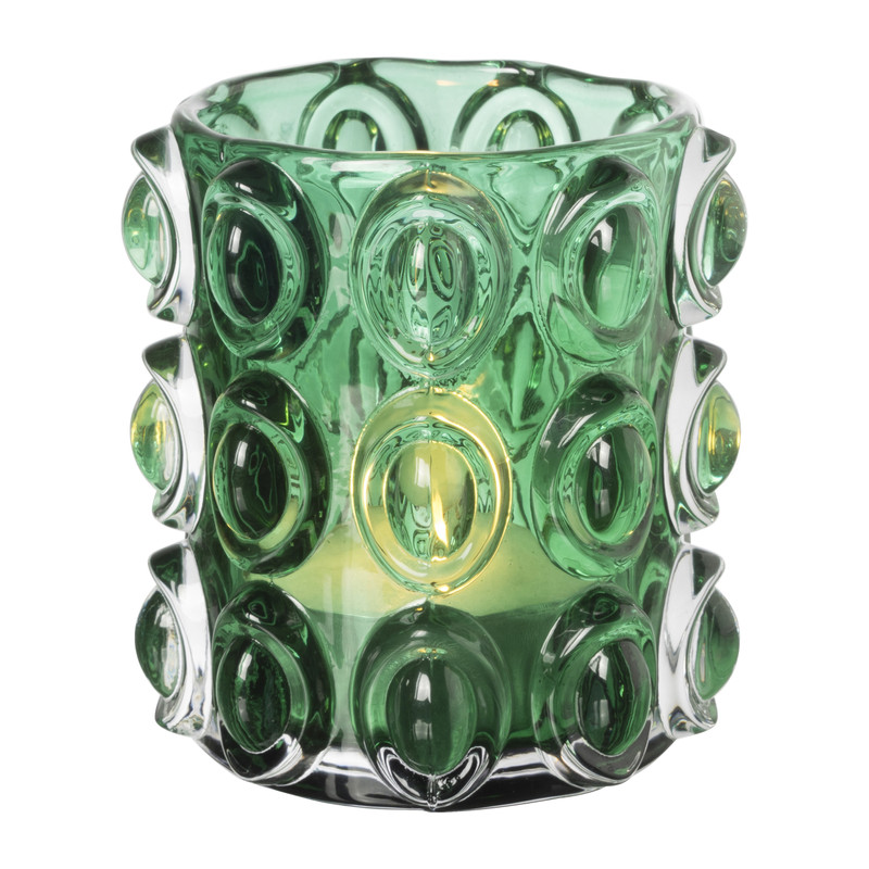 Theelichthouder bollen - groen - ø10x11 cm