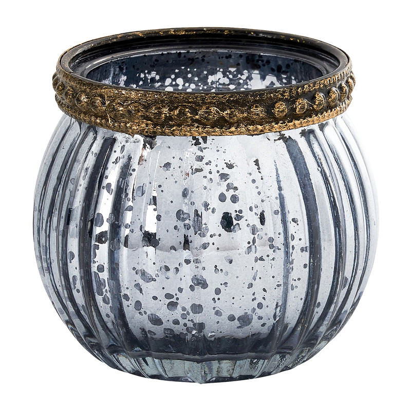 Waxinelichthouder vintage - blauw - Ø6,5x5,7 cm