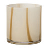 Theelichthouder lijnen middel - beige - ø12x12 cm