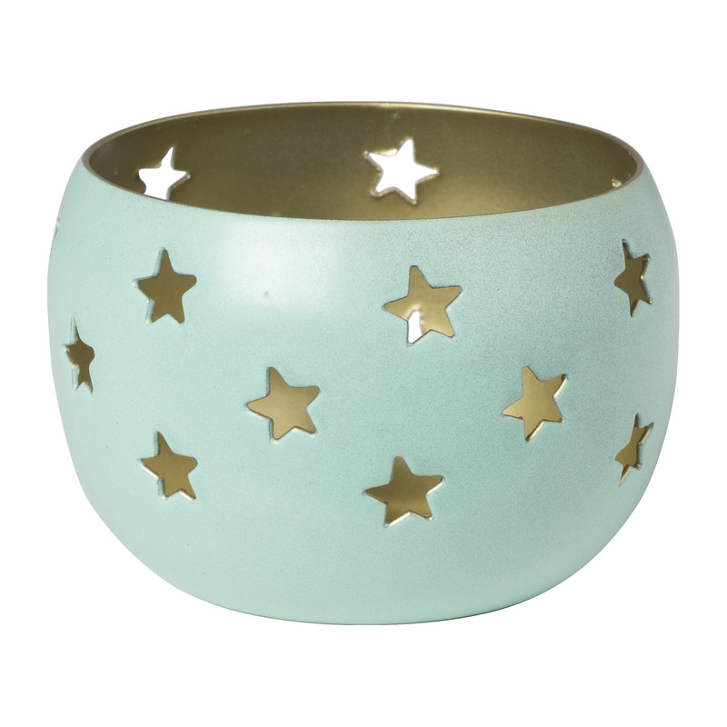 Theelichthouder ster - mint - ø7x5 cm