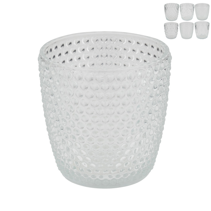 Maxitheelichthouder met reliëf - diverse soorten - 9x8 cm