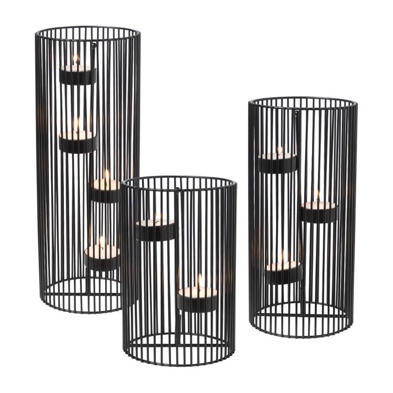 Lantaarn draad - zwart - set van 3