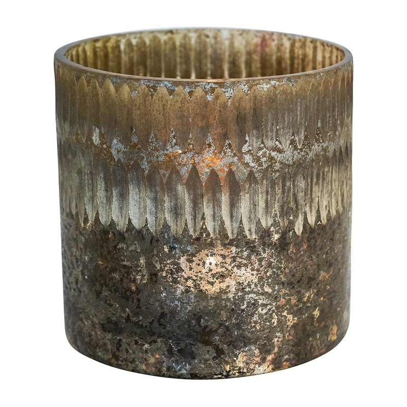 Theelichthouder met facet - metallic - ⌀10x10 cm