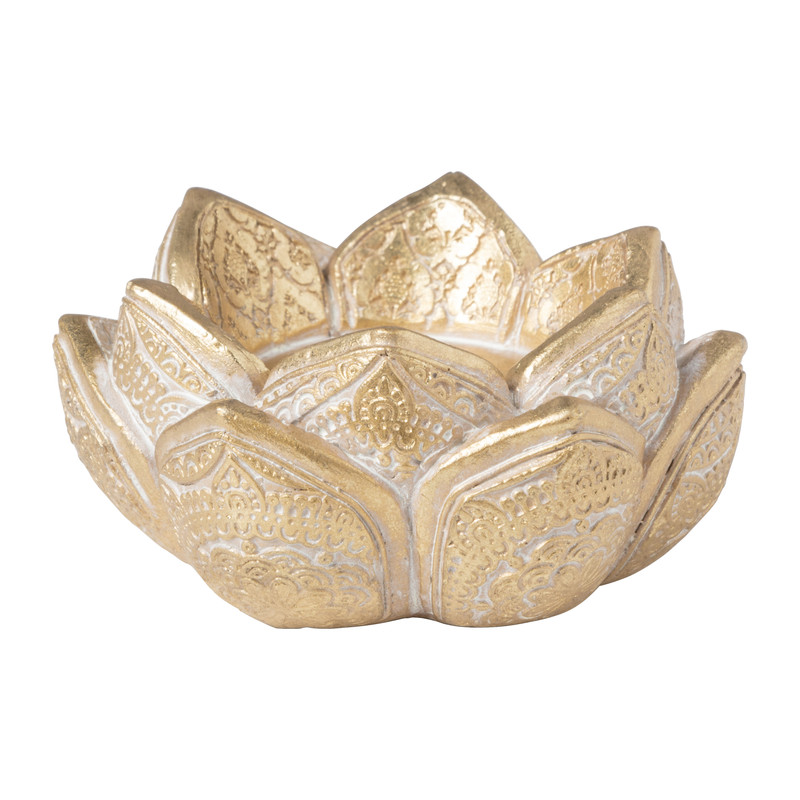 Theelichthouder bloem klein - goudkleurig - ø9x4.3 cm