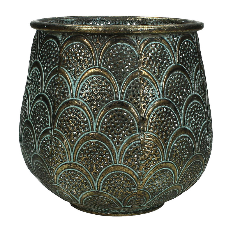 Oosterse theelichthouder - goud - 17x16,5 cm