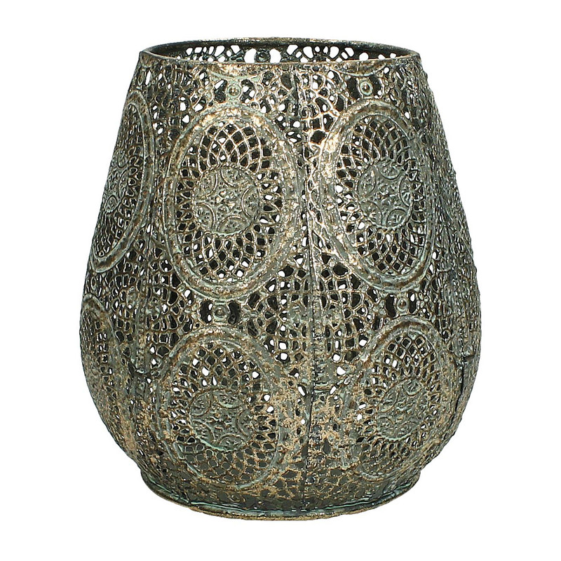 Oosterse theelichthouder - goud - 15x16 cm