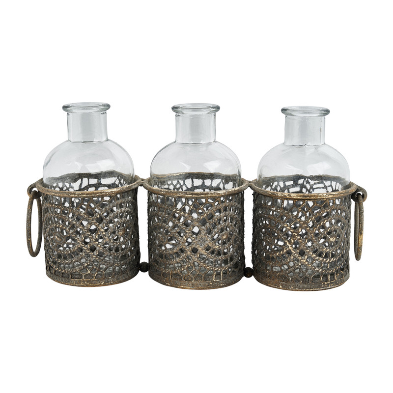 Vaasjes in houder Marrakesh - 25x7x14 cm