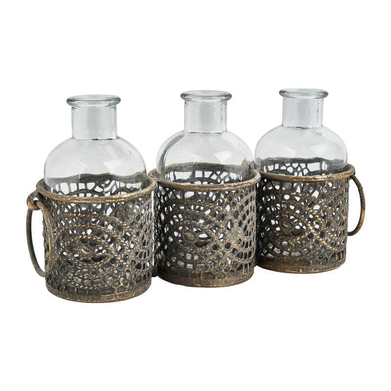 Vaasjes in houder Marrakesh - 25x7x14 cm