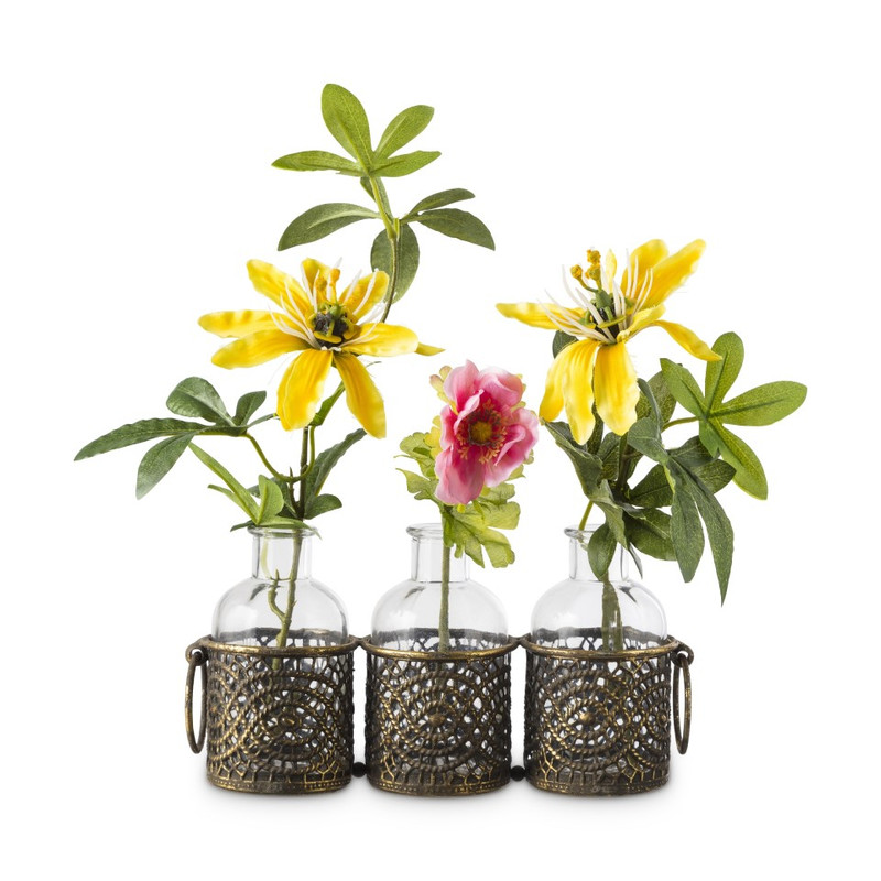 Vaasjes in houder Marrakesh - 25x7x14 cm